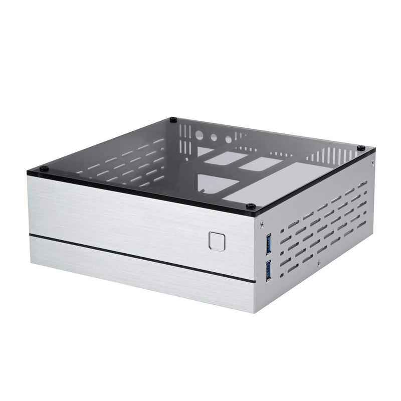 Goodisory هيكل كمبيوتر سطح المكتب Goodisory A01 Mini-ITX من الألمنيوم (زجاج مقسى فضي) - Image 1